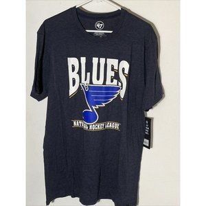 NWT St. Louis Blues ‘47 Shirt Men XL Navy Blue Short Sleeve Crew Neck Hockey NHL